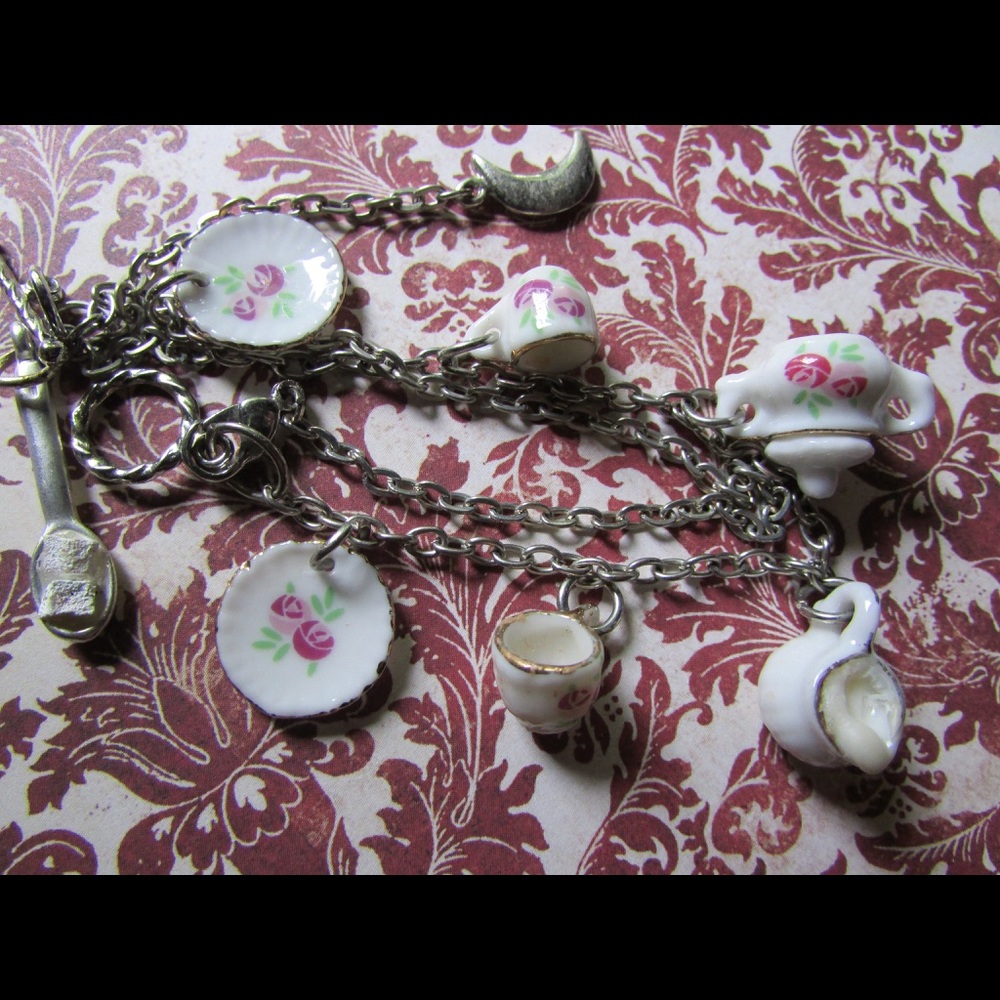 Cute doll house tea party bracelet miniature charm